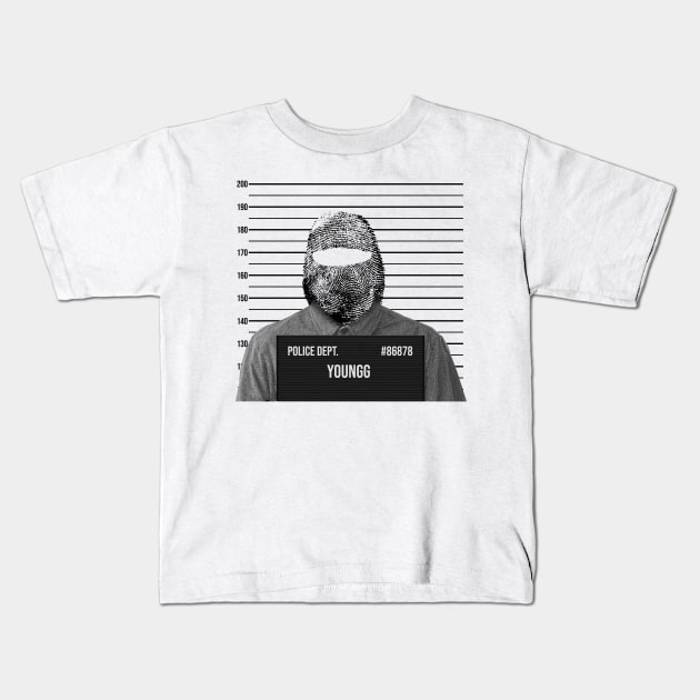 FingerPrint Balaclava Mugshot Kids T-Shirt by Street Tempo